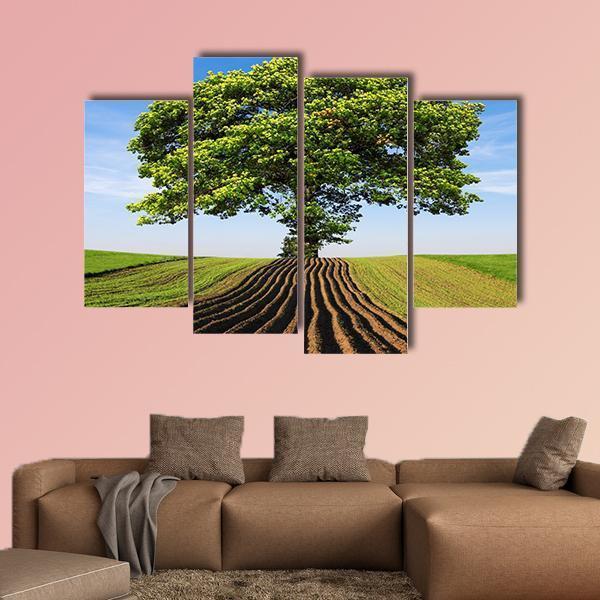 Tree On The Hill Canvas Wall Art-4 Pop-Gallery Wrap-50" x 32"-Tiaracle