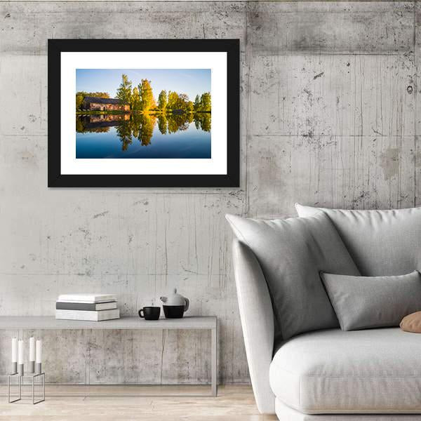 Trees Reflection In The Lake Canvas Wall Art-3 Horizontal-Gallery Wrap-25" x 16"-Tiaracle
