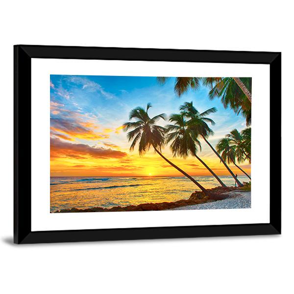 Trees With Sea Canvas Wall Art-5 Horizontal-Gallery Wrap-22" x 12"-Tiaracle