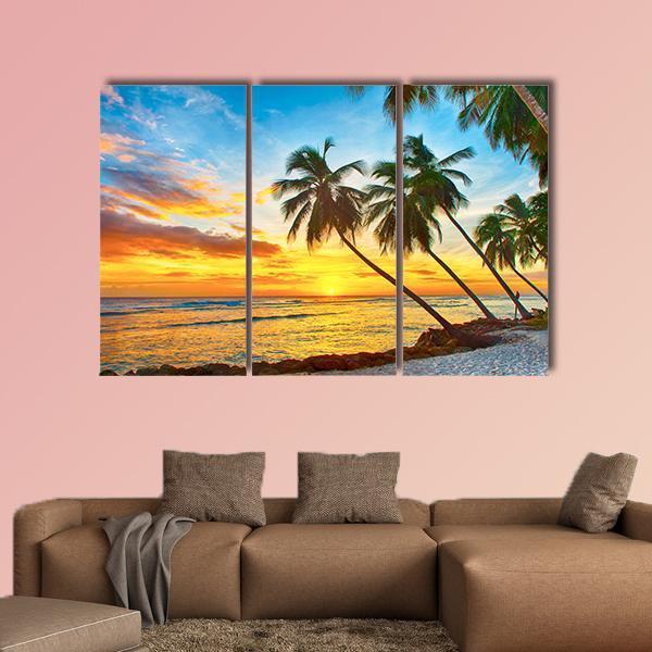 Trees With Sea Canvas Wall Art-3 Horizontal-Gallery Wrap-37" x 24"-Tiaracle
