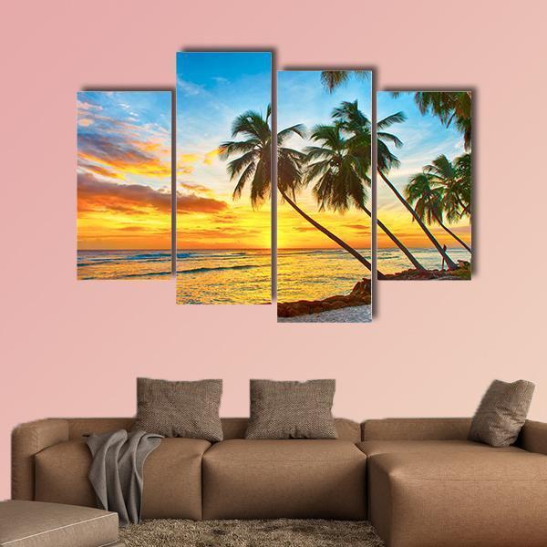 Trees With Sea Canvas Wall Art-4 Pop-Gallery Wrap-50" x 32"-Tiaracle