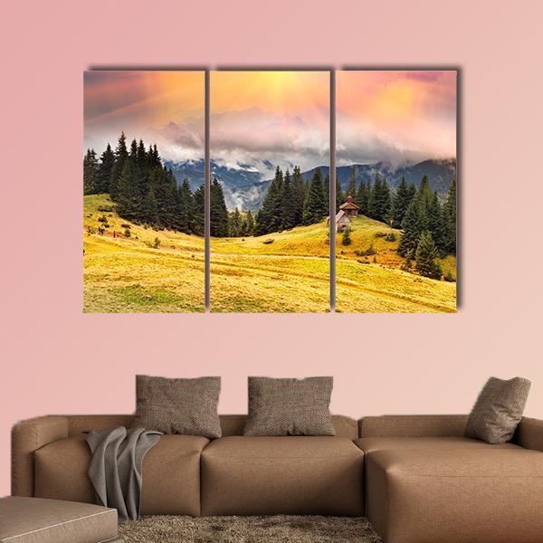 Trekking In The Fall Canvas Wall Art-3 Horizontal-Gallery Wrap-37" x 24"-Tiaracle