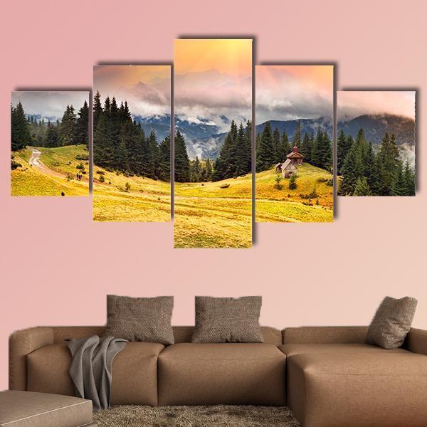Trekking In The Fall Canvas Wall Art-3 Horizontal-Gallery Wrap-37" x 24"-Tiaracle