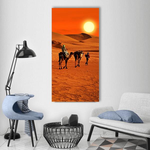 Tribe Passes The Desert In Africa Vertical Canvas Wall Art-1 Vertical-Gallery Wrap-12" x 24"-Tiaracle