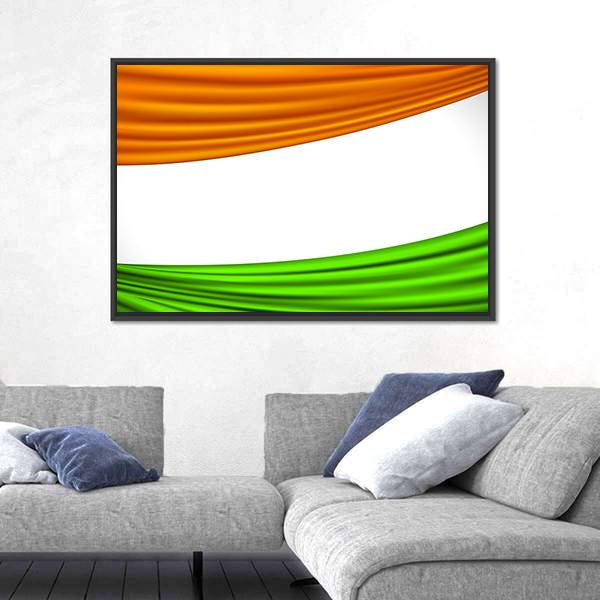 Tricolor Indian Flag Canvas Wall Art-1 Piece-Floating Frame-36" x 24"-Tiaracle