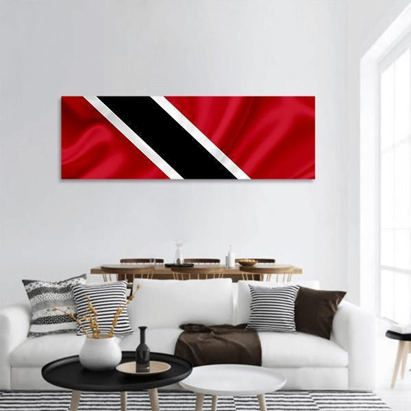 Waving Trinidad & Tobago Flag Panoramic Canvas Wall Art-1 Piece-36" x 12"-Tiaracle