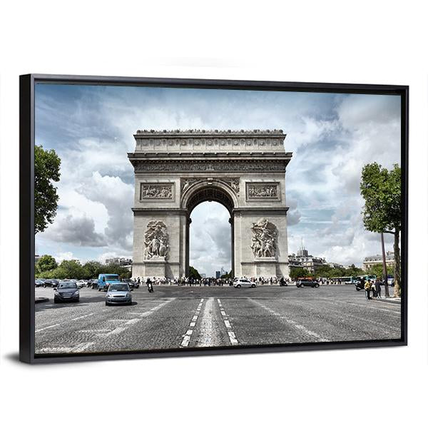 Triumphal Arch France Canvas Wall Art-3 Horizontal-Gallery Wrap-25" x 16"-Tiaracle