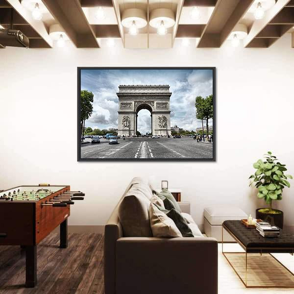 Triumphal Arch France Canvas Wall Art-5 Horizontal-Gallery Wrap-22" x 12"-Tiaracle