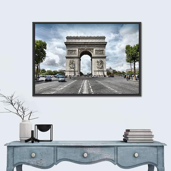 Triumphal Arch France Canvas Wall Art-3 Horizontal-Gallery Wrap-25" x 16"-Tiaracle