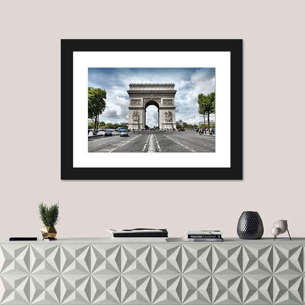 Triumphal Arch France Canvas Wall Art-3 Horizontal-Gallery Wrap-25" x 16"-Tiaracle