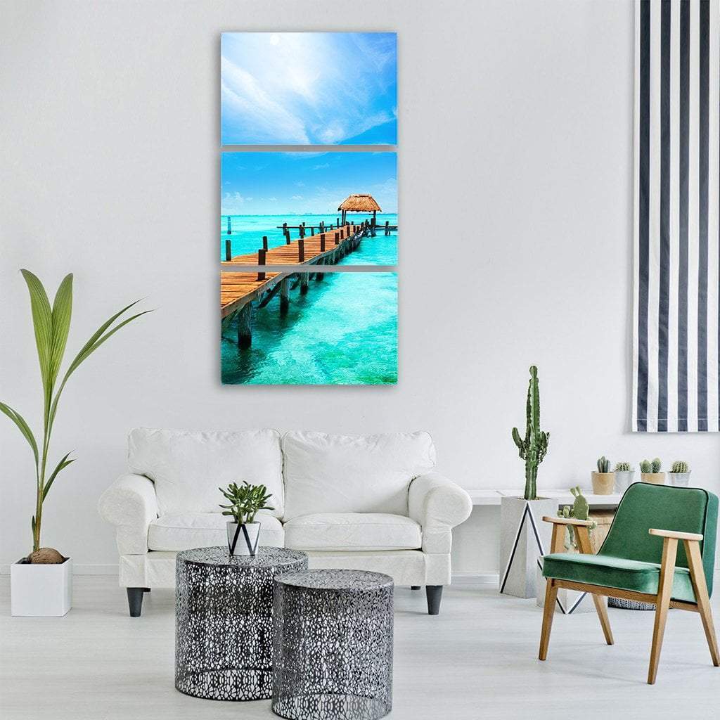 Tropic Paradise Jetty Mexico Vertical Canvas Wall Art-3 Vertical-Gallery Wrap-12" x 25"-Tiaracle