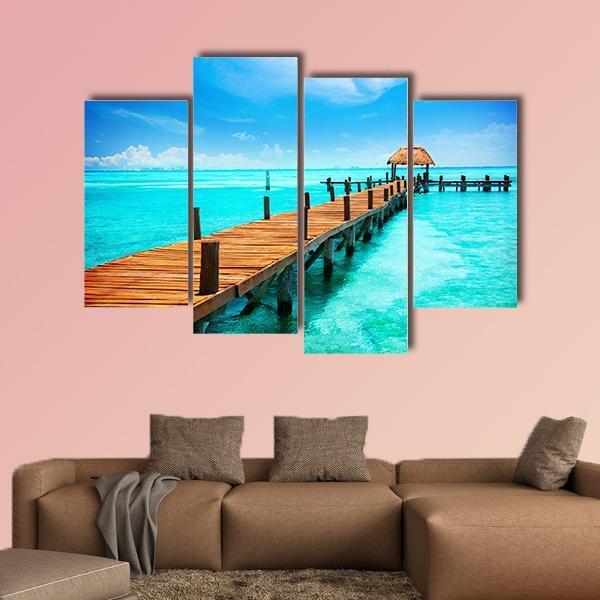 Tropic Paradise Jetty Mexico Canvas Wall Art-4 Pop-Gallery Wrap-50" x 32"-Tiaracle