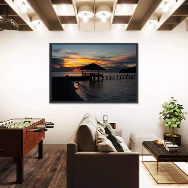 Tropical Beach In Bali Island At Sunset Canvas Wall Art-3 Horizontal-Gallery Wrap-25" x 16"-Tiaracle
