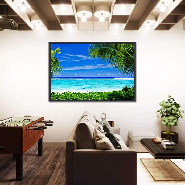 Tropical Beach Lagoon Canvas Wall Art-3 Horizontal-Gallery Wrap-25" x 16"-Tiaracle