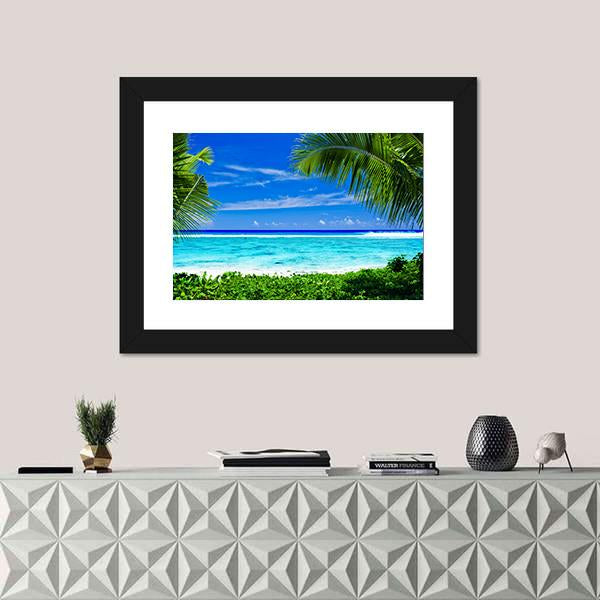 Tropical Beach Lagoon Canvas Wall Art-3 Horizontal-Gallery Wrap-25" x 16"-Tiaracle