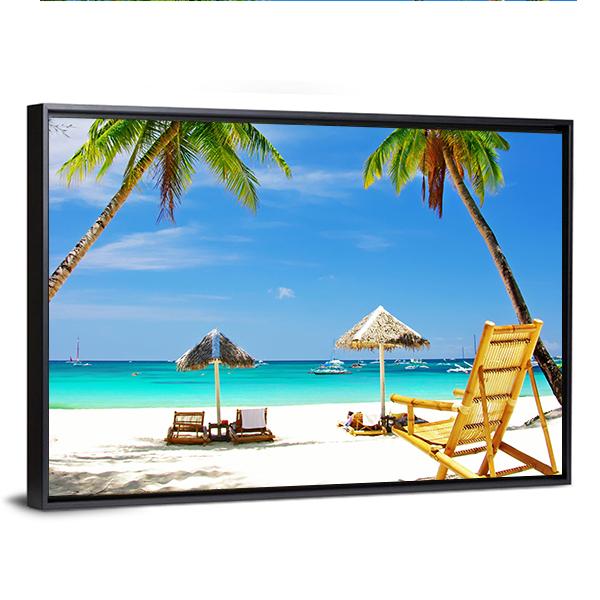 Tropical Beach View Canvas Wall Art-5 Horizontal-Gallery Wrap-22" x 12"-Tiaracle
