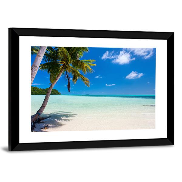 Tropical Beach With Palm Trees At Palau Canvas Wall Art-3 Horizontal-Gallery Wrap-25" x 16"-Tiaracle