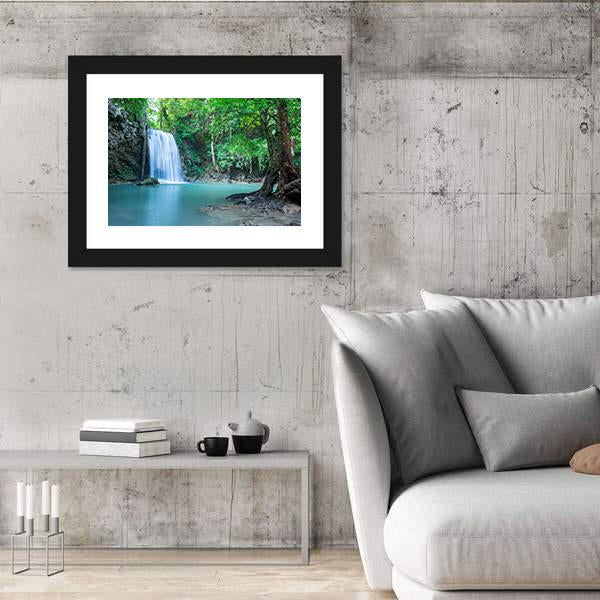 Tropical Erawan Waterfall Canvas Wall Art-5 Horizontal-Gallery Wrap-22" x 12"-Tiaracle