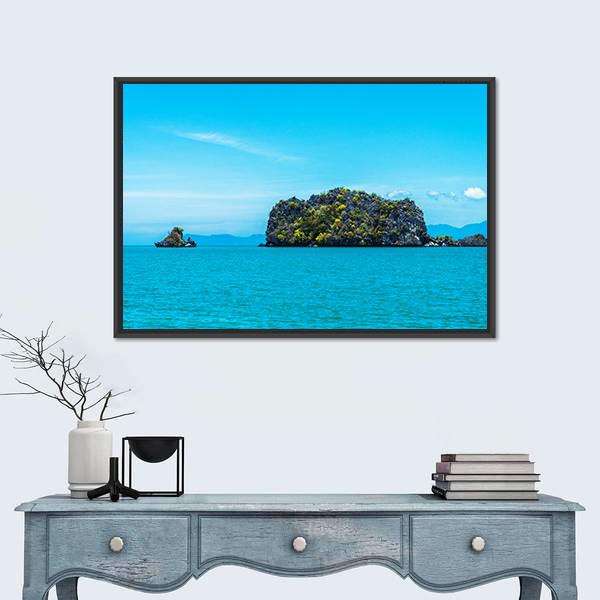 Tropical Island And Ocean Canvas Wall Art-3 Horizontal-Gallery Wrap-25" x 16"-Tiaracle