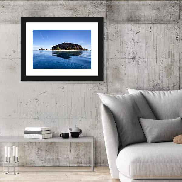 Tropical Island And Small Beach Canvas Wall Art-3 Horizontal-Gallery Wrap-25" x 16"-Tiaracle
