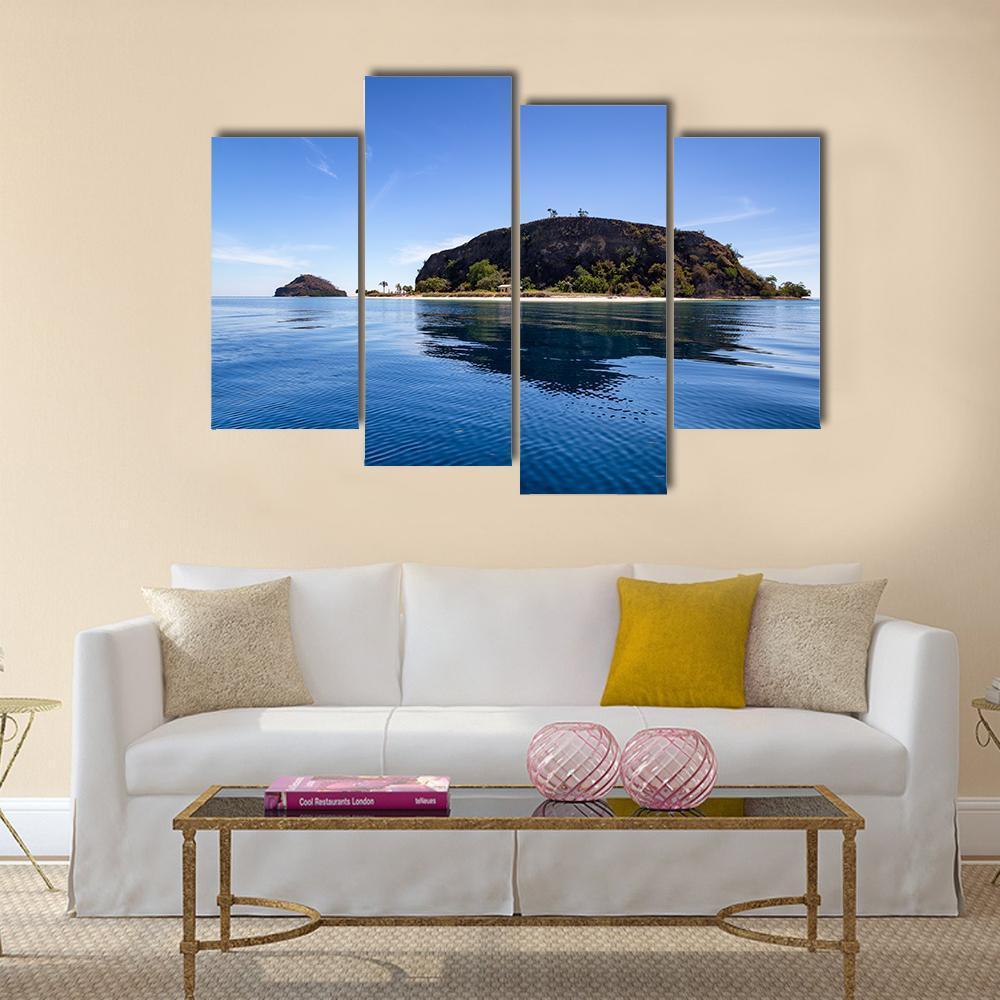 Tropical Island And Small Beach Canvas Wall Art-4 Pop-Gallery Wrap-50" x 32"-Tiaracle
