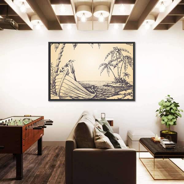 Tropical Island Canvas Wall Art-5 Horizontal-Gallery Wrap-22" x 12"-Tiaracle