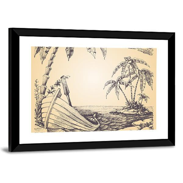 Tropical Island Canvas Wall Art-5 Horizontal-Gallery Wrap-22" x 12"-Tiaracle