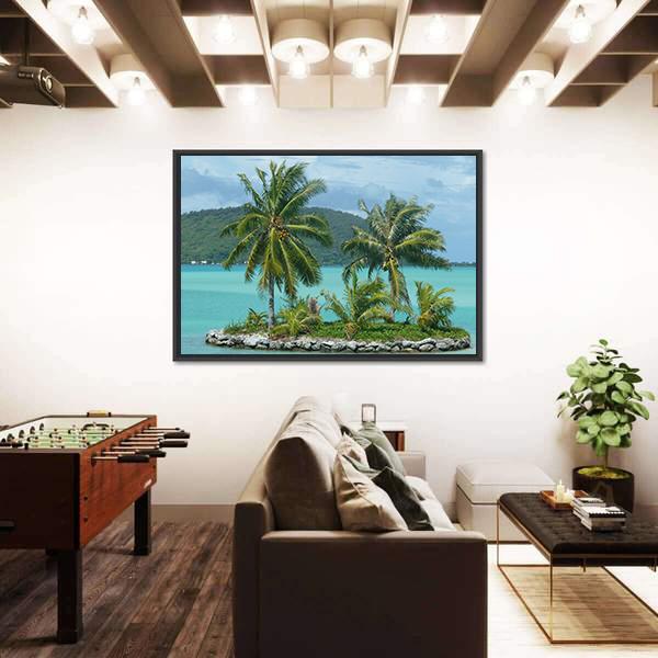 Tropical Island Near To Bora Bora Canvas Wall Art-3 Horizontal-Gallery Wrap-25" x 16"-Tiaracle