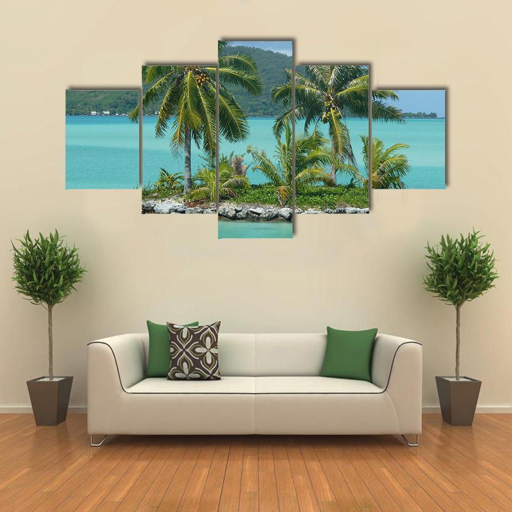 Tropical Island Near To Bora Bora Canvas Wall Art-5 Star-Gallery Wrap-62" x 32"-Tiaracle