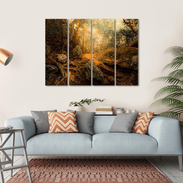 Tropical Jungle Forest Canvas Wall Art-4 Horizontal-Gallery Wrap-34" x 24"-Tiaracle