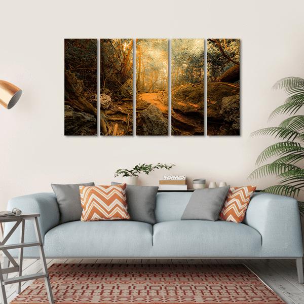 Tropical Jungle Forest Canvas Wall Art-5 Horizontal-Gallery Wrap-22" x 12"-Tiaracle