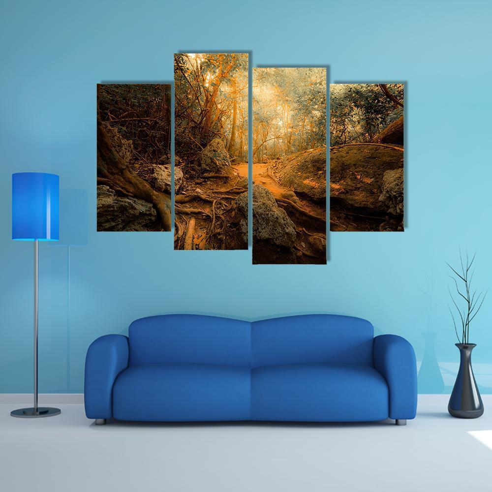 Tropical Jungle Forest Canvas Wall Art-4 Pop-Gallery Wrap-50" x 32"-Tiaracle