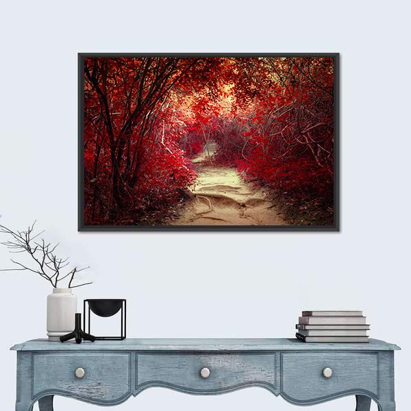 Tropical Jungle Forest With Tunnel And Path Way Through Lush Canvas Wall Art-5 Horizontal-Gallery Wrap-22" x 12"-Tiaracle