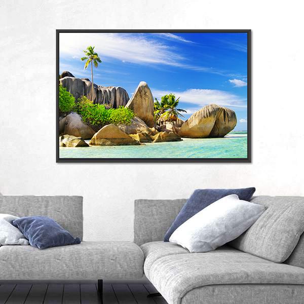 Tropical Paradise Islands Canvas Wall Art-1 Piece-Floating Frame-24" x 16"-Tiaracle