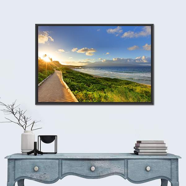 Tropical Path Near The Beach Canvas Wall Art-5 Horizontal-Gallery Wrap-22" x 12"-Tiaracle