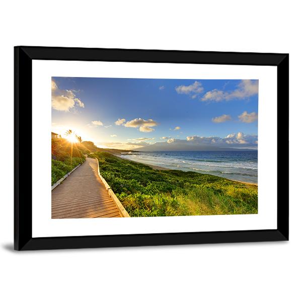 Tropical Path Near The Beach Canvas Wall Art-5 Horizontal-Gallery Wrap-22" x 12"-Tiaracle