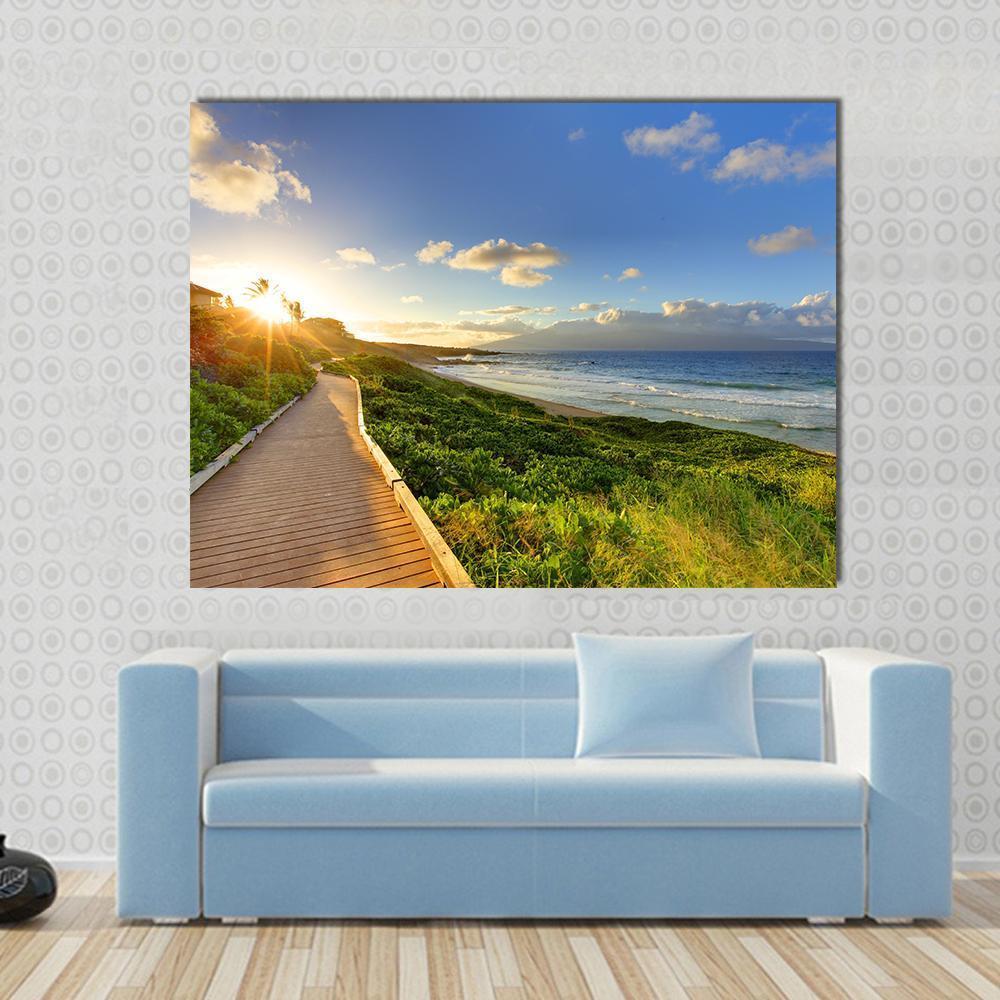 Tropical Path Near The Beach Maui Hawaii Canvas Wall Art-1 Piece-Gallery Wrap-48" x 32"-Tiaracle