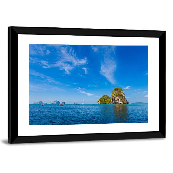 Tropical Phra Nang Railay Beach Canvas Wall Art-3 Horizontal-Gallery Wrap-25" x 16"-Tiaracle