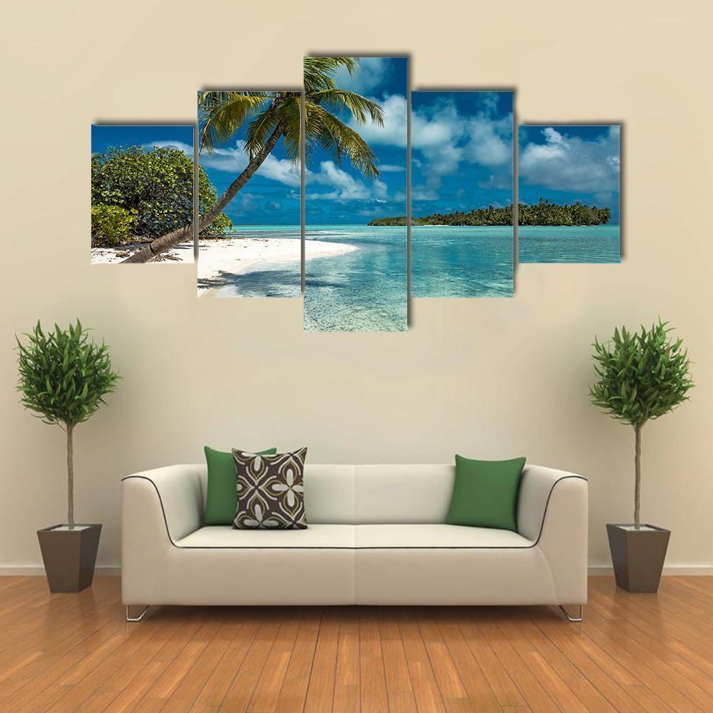 Tropical Sandy Beach Canvas Wall Art-5 Star-Gallery Wrap-62" x 32"-Tiaracle