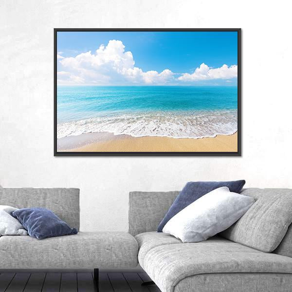 Tropical Sea & Beach Vertical Canvas Wall Art-3 Vertical-Gallery Wrap-12" x 25"-Tiaracle