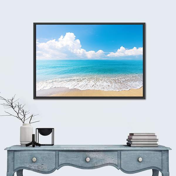 Tropical Sea & Beach Vertical Canvas Wall Art-3 Vertical-Gallery Wrap-12" x 25"-Tiaracle