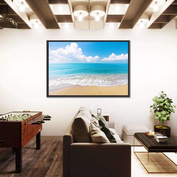 Tropical Sea & Beach Vertical Canvas Wall Art-3 Vertical-Gallery Wrap-12" x 25"-Tiaracle