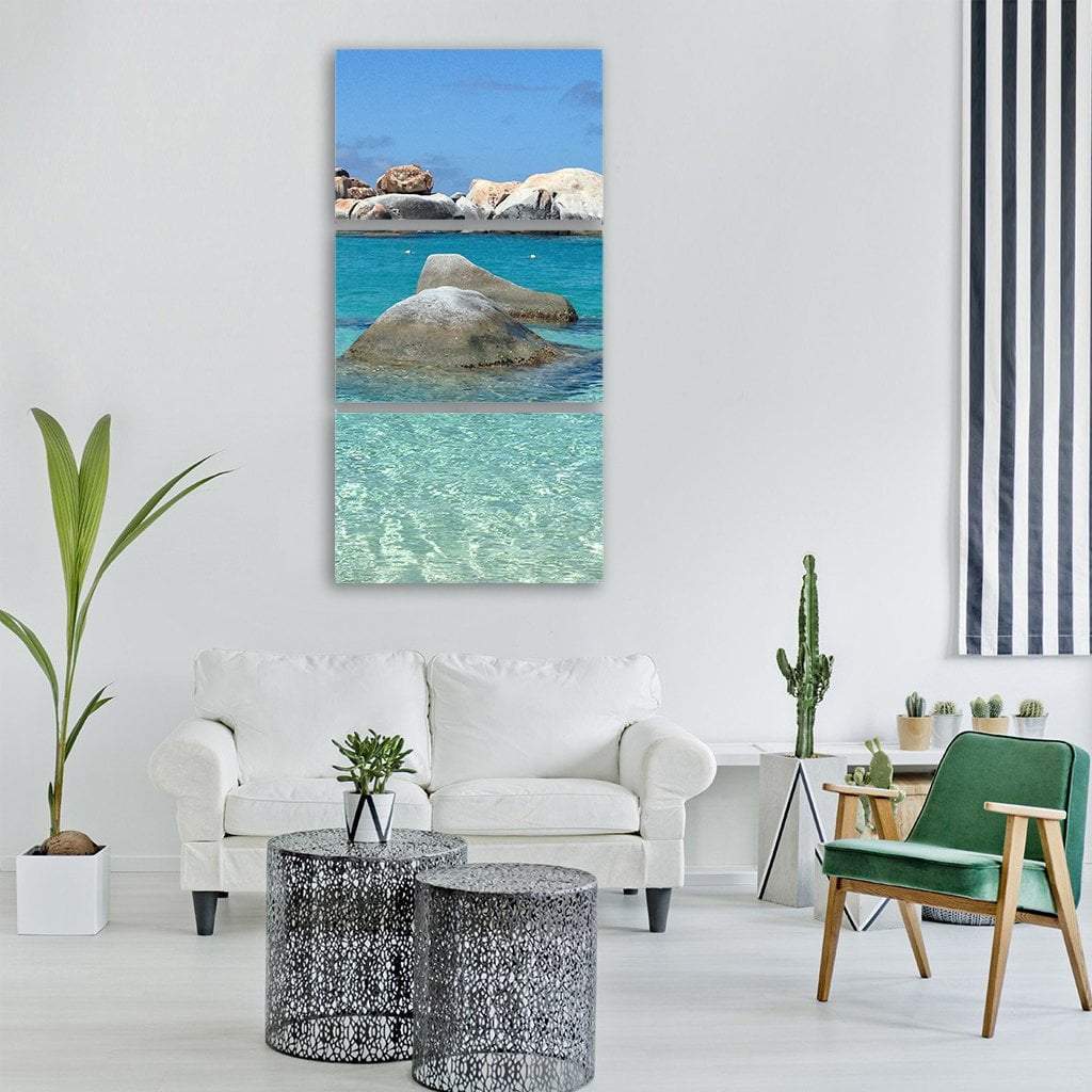 Tropical Summer Vacation On Sea Vertical Canvas Wall Art-3 Vertical-Gallery Wrap-12" x 25"-Tiaracle