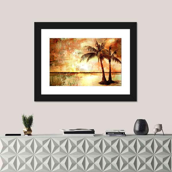 Tropical Sunset Artwork Canvas Wall Art-5 Horizontal-Gallery Wrap-22" x 12"-Tiaracle