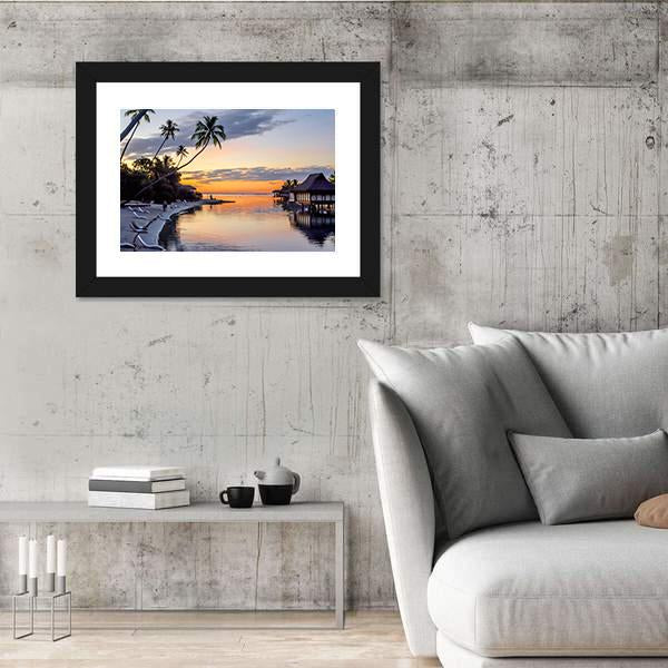 Tropical Sunset At Moorea Canvas Wall Art-3 Horizontal-Gallery Wrap-25" x 16"-Tiaracle