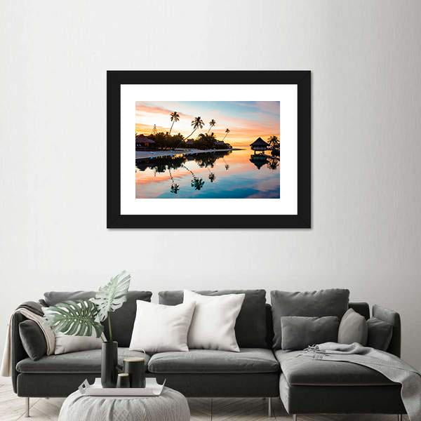 Tropical Sunset at Moorea French Canvas Wall Art-1 Piece-Framed Print-20" x 16"-Tiaracle
