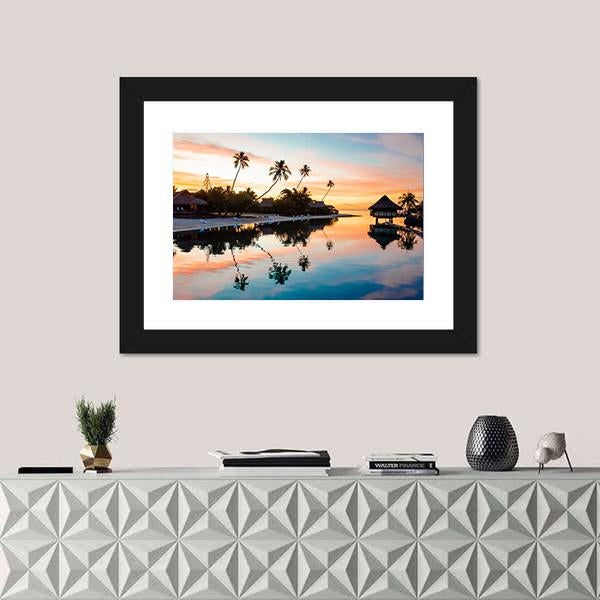 Tropical Sunset at Moorea French Panoramic Canvas Wall Art-1 Piece-36" x 12"-Tiaracle