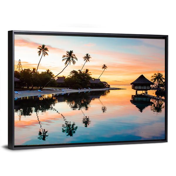 Tropical Sunset at Moorea French Panoramic Canvas Wall Art-1 Piece-36" x 12"-Tiaracle