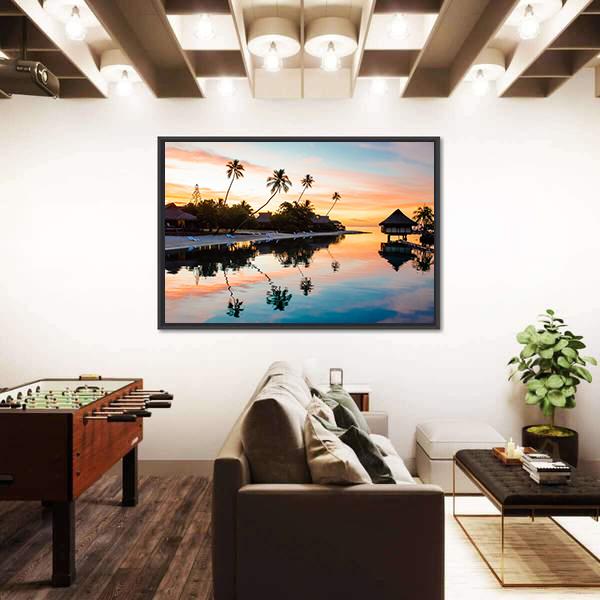 Tropical Sunset at Moorea French Panoramic Canvas Wall Art-1 Piece-36" x 12"-Tiaracle