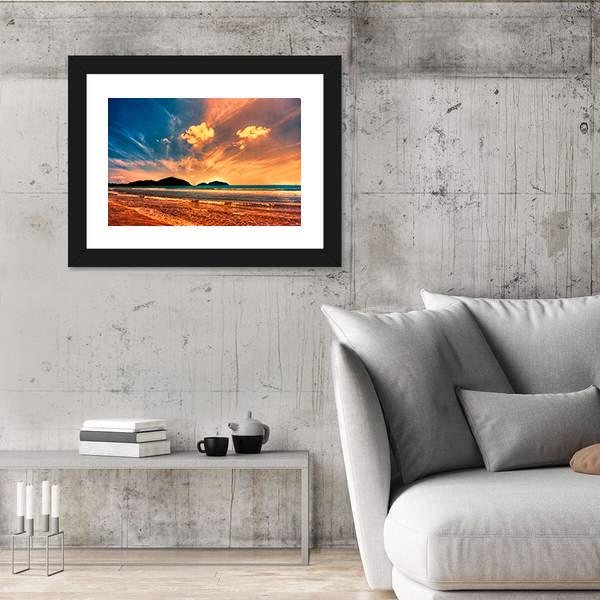 Tropical Sunset On The Beach Of Hainan Island Canvas Wall Art-5 Horizontal-Gallery Wrap-22" x 12"-Tiaracle